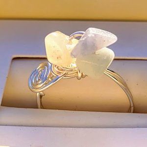 Artisanal Gemstone Crystal Silver Ring Customizable Amazonite Aventurine Citrine